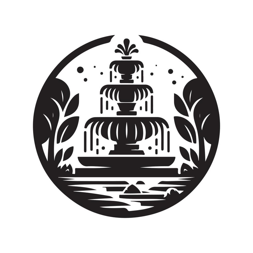 Unique Artificial Fountain Black Illustration vector
