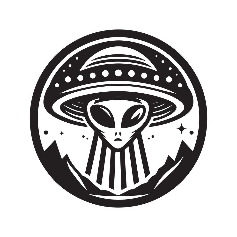 Black Art of UFO Alien Fairies Silhouette vector