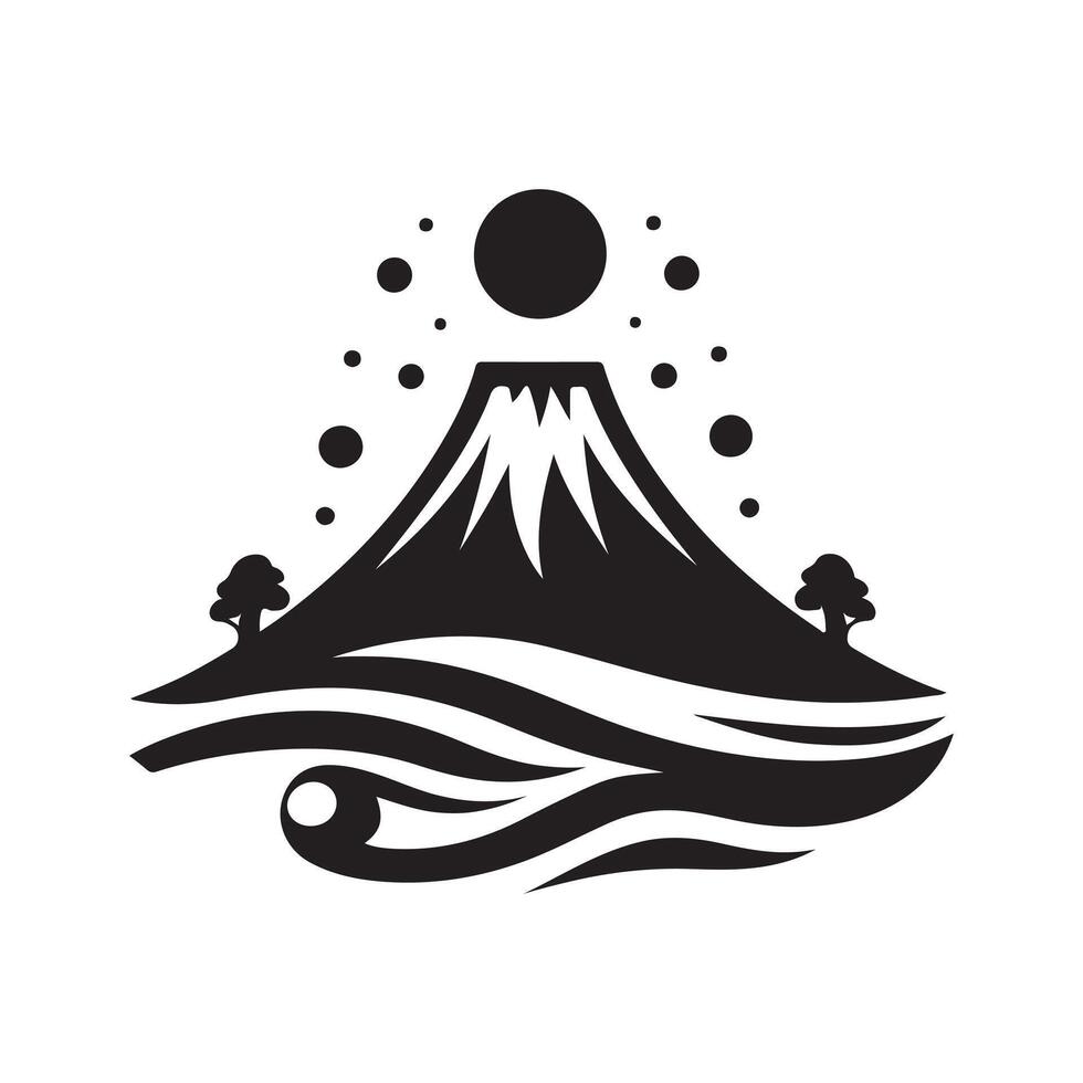 Professional Black Volcano Silhouette vector