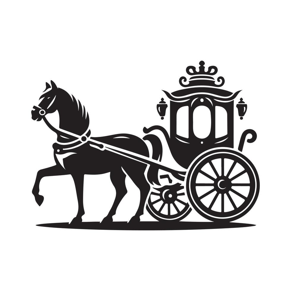 Artwork of Black Horse Carriage Silhouette vector