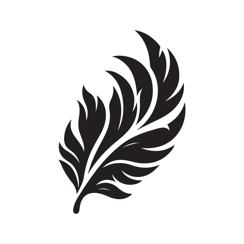 Elegant Feather Black Silhouette Illustration vector