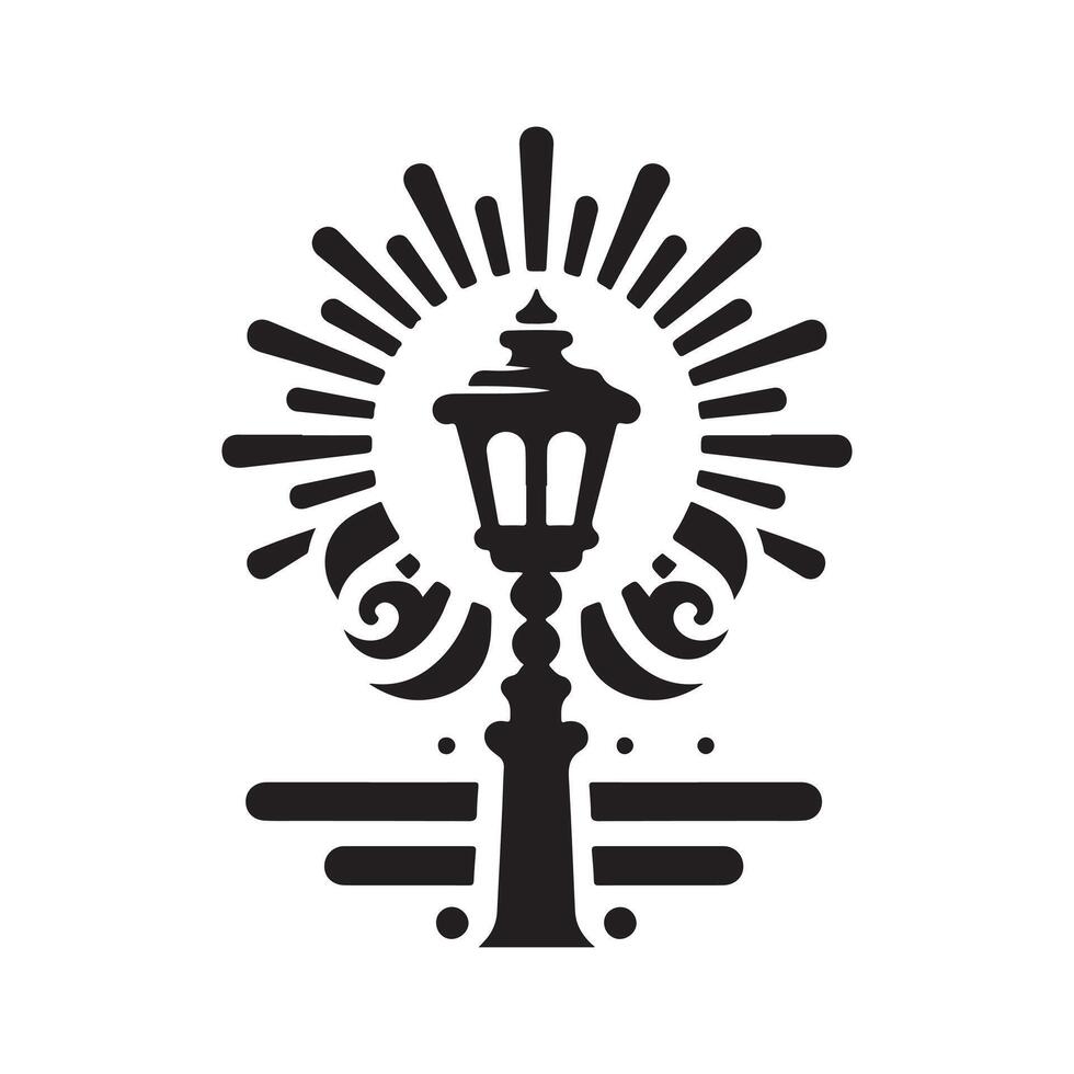 Old Style Street Lamp Silhouette vector