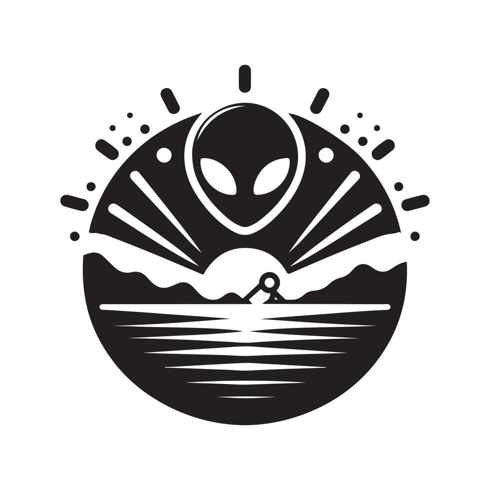 Alien Sunset Black Art for Branding vector