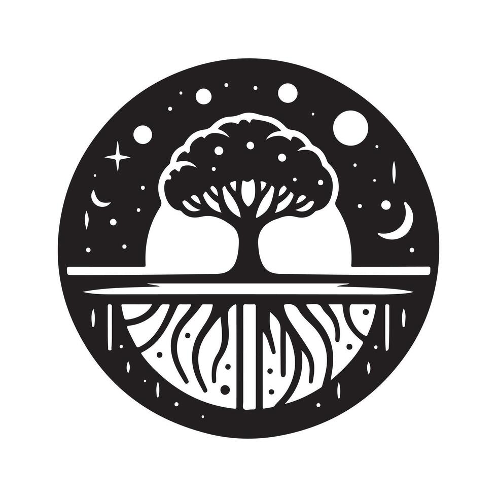 Unique Black Silhouette of a Floating Garden vector
