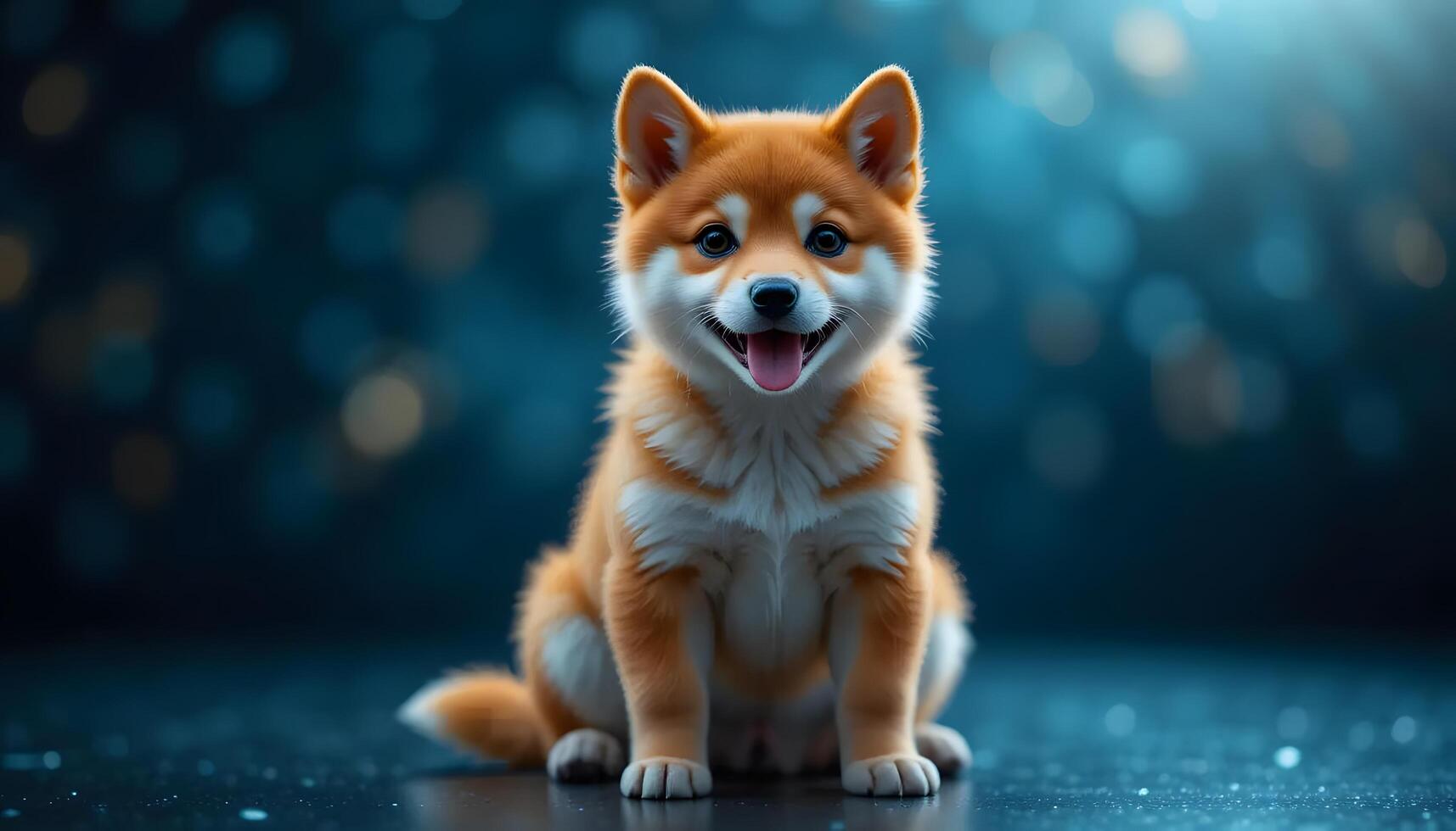Cute Shiba Inu Puppy Sitting and Smiling with a Happy Expression photo
