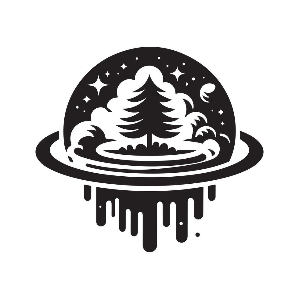 Space Garden Black Vectors Silhouette for Prints