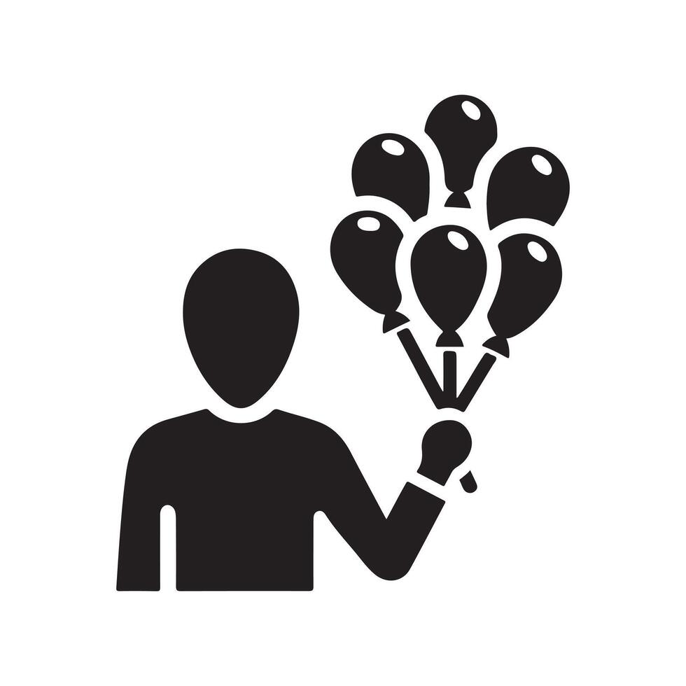 Minimalist Balloons Black Silhouette vector