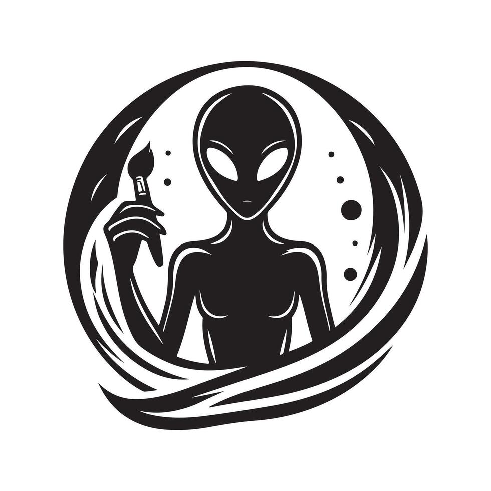 Professional Alien Black Silhouette Design vector