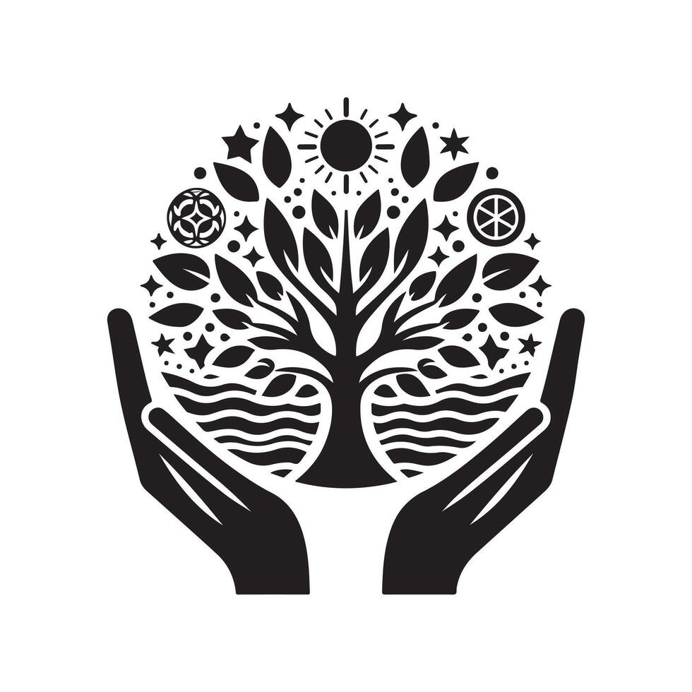 Tree of Life Black Image for Projects vector