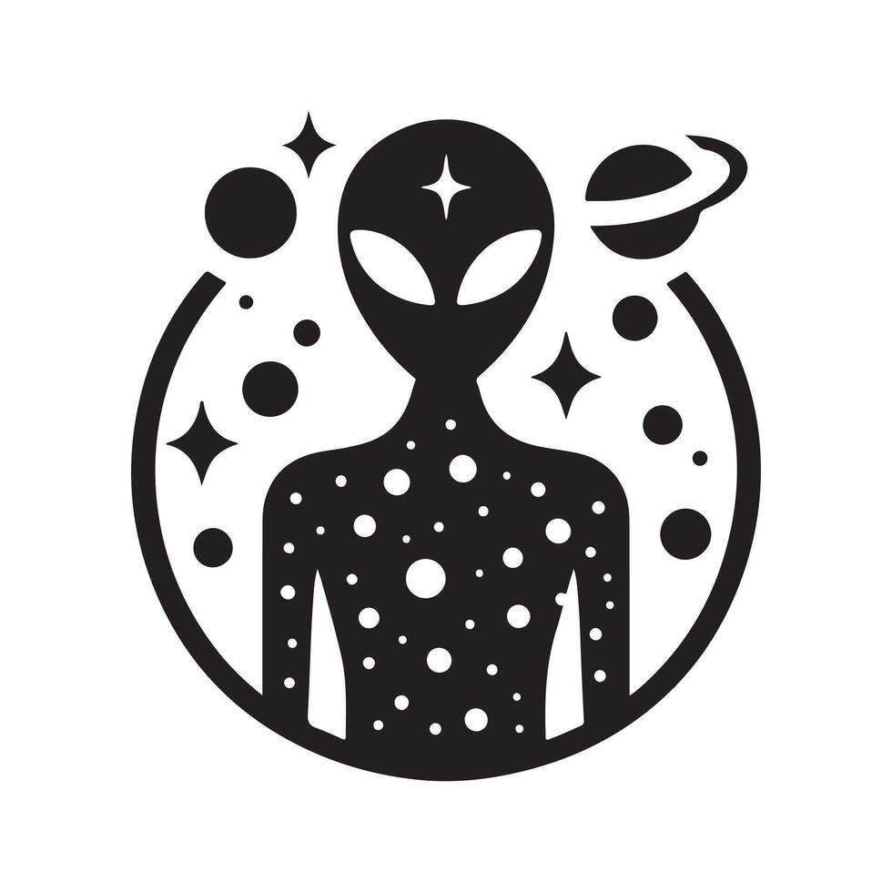 Black Alien Silhouette Graphic for Branding vector