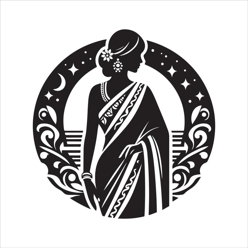Saree Black Silhouette for Professional Use vector