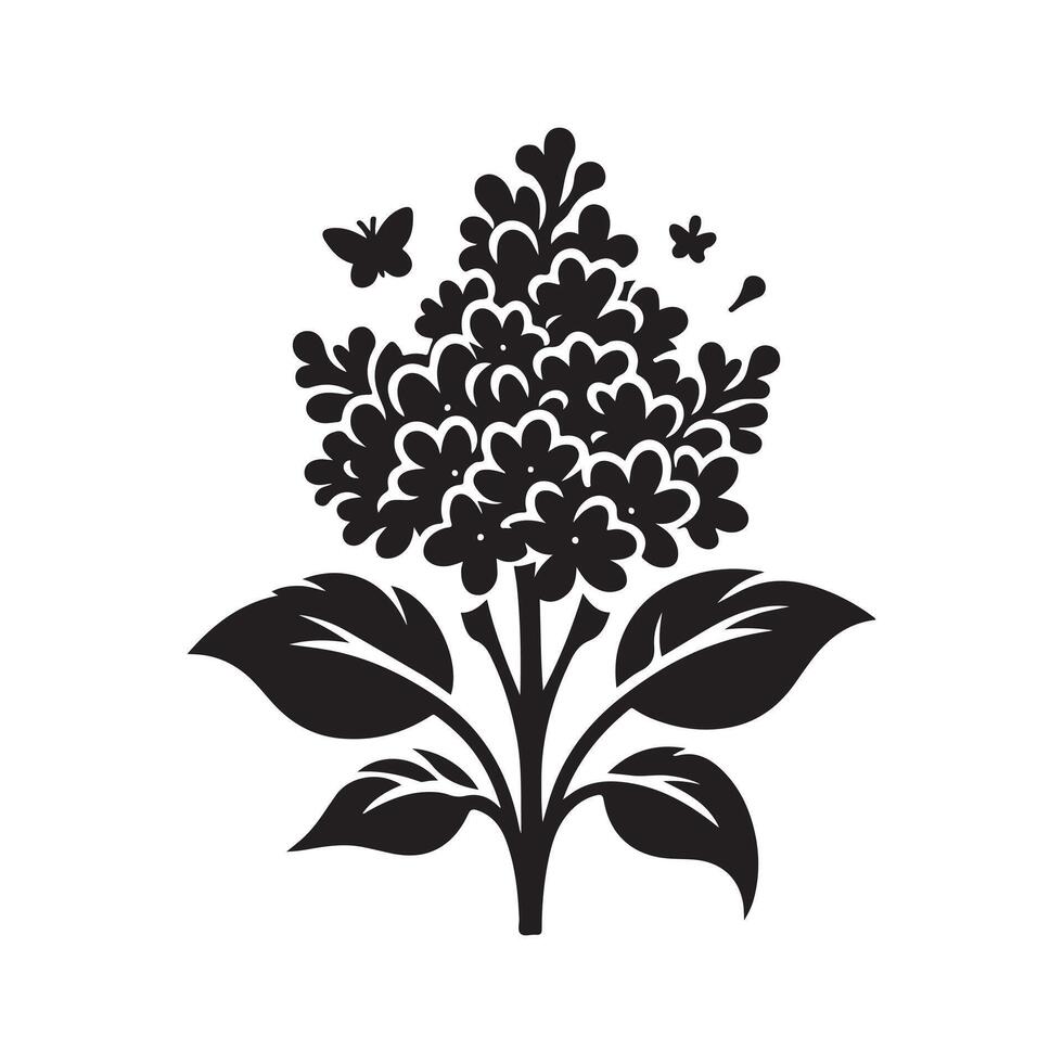 Black Illustration of Lilac Flower vector