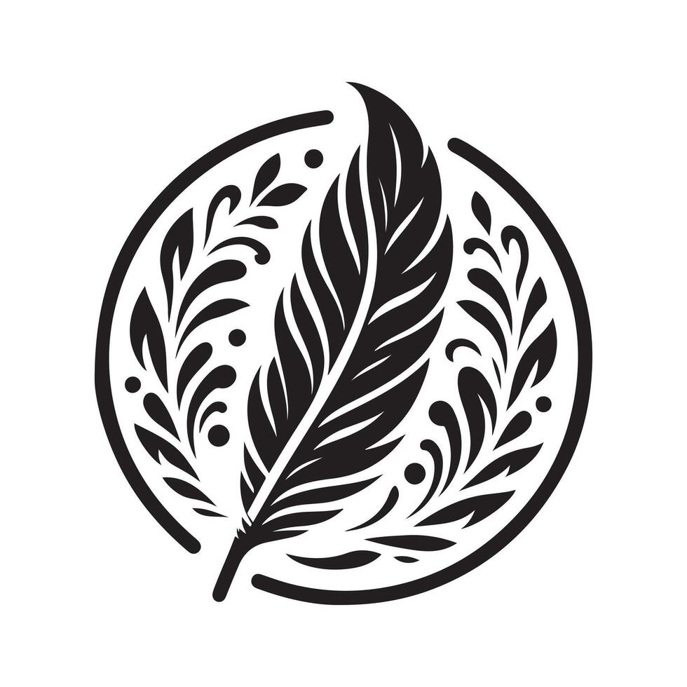 High Quality Feather Silhouette Black Artwork vector