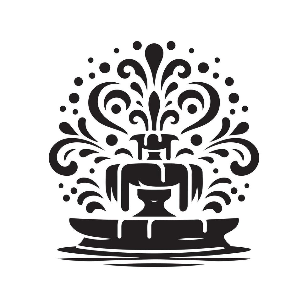 Beautiful Artificial Fountain Black Art vector