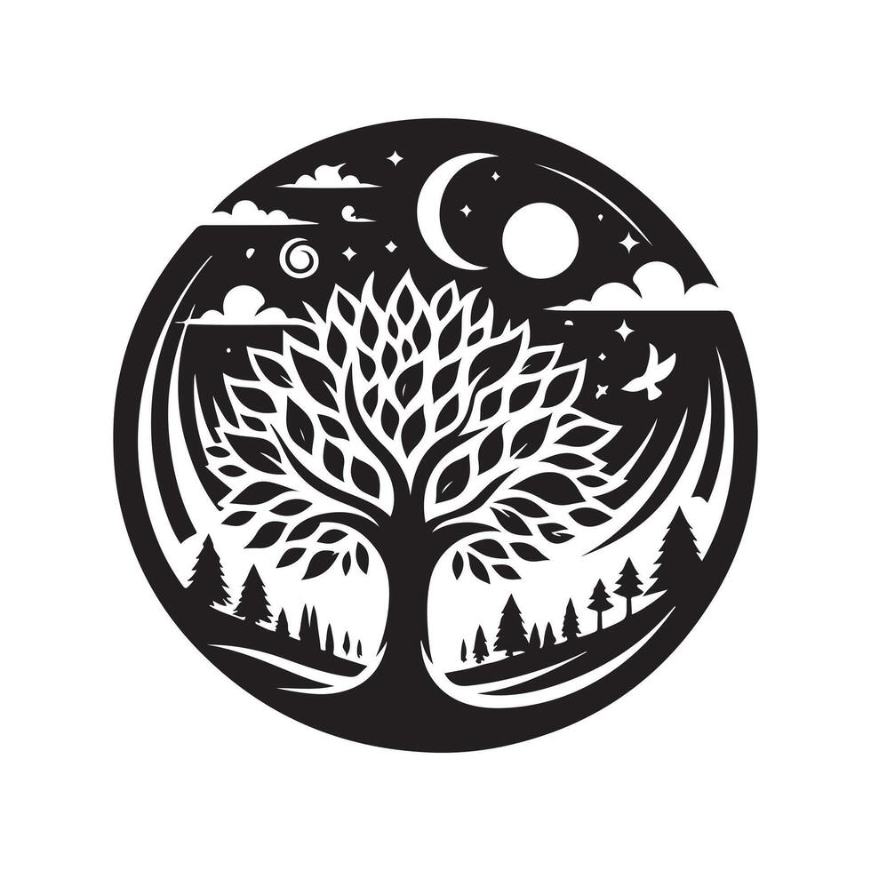 Black Silhouette of a Tree of Life vector