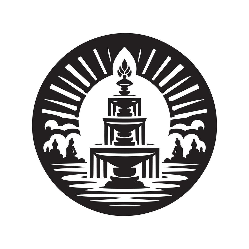 Minimalist Artificial Fountain Black Silhouette vector