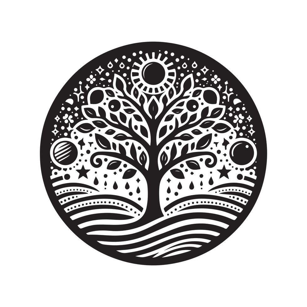 Classic Tree of Life Black Graphic vector