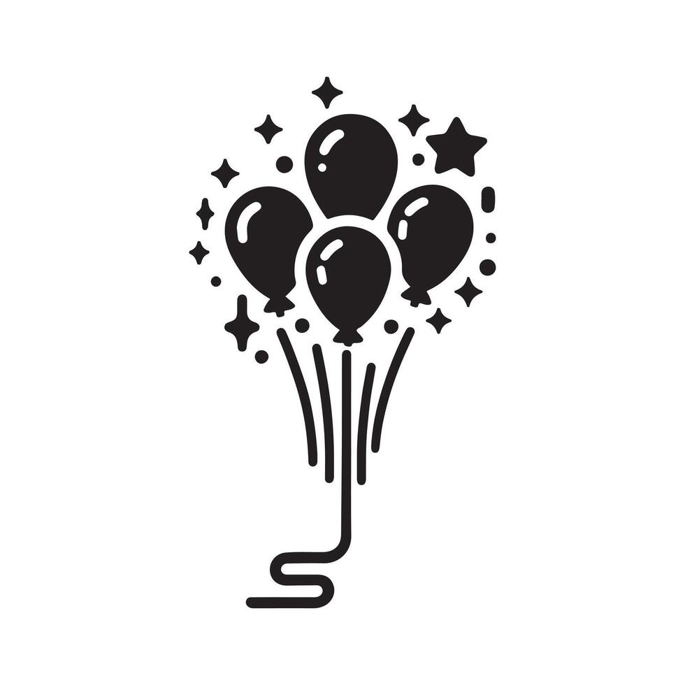 Party Balloons Black Silhouette vector