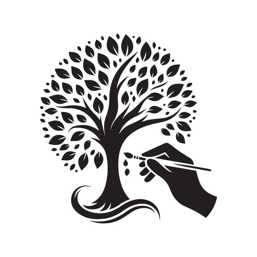 Artistic Black Tree of Life Design vector