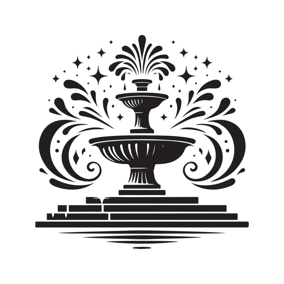 Artificial Fountain Black Silhouette for Website Graphics vector