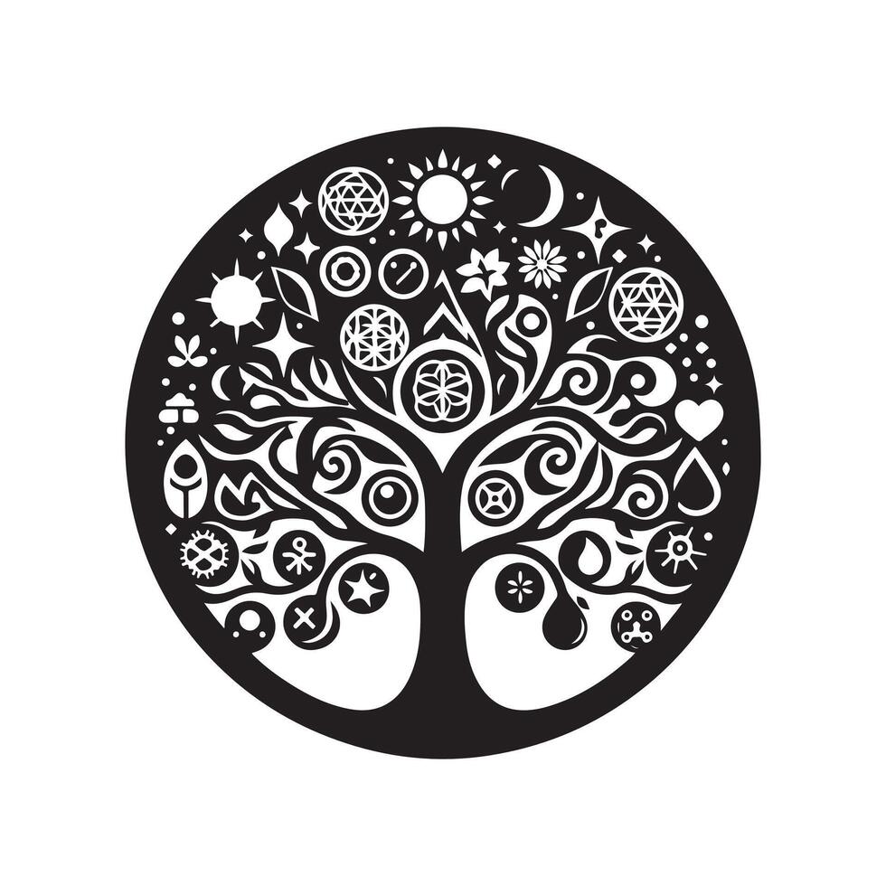 Tree of Life Black Graphic for Web Use vector