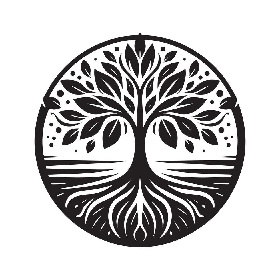 Timeless Black Tree of Life Silhouette vector