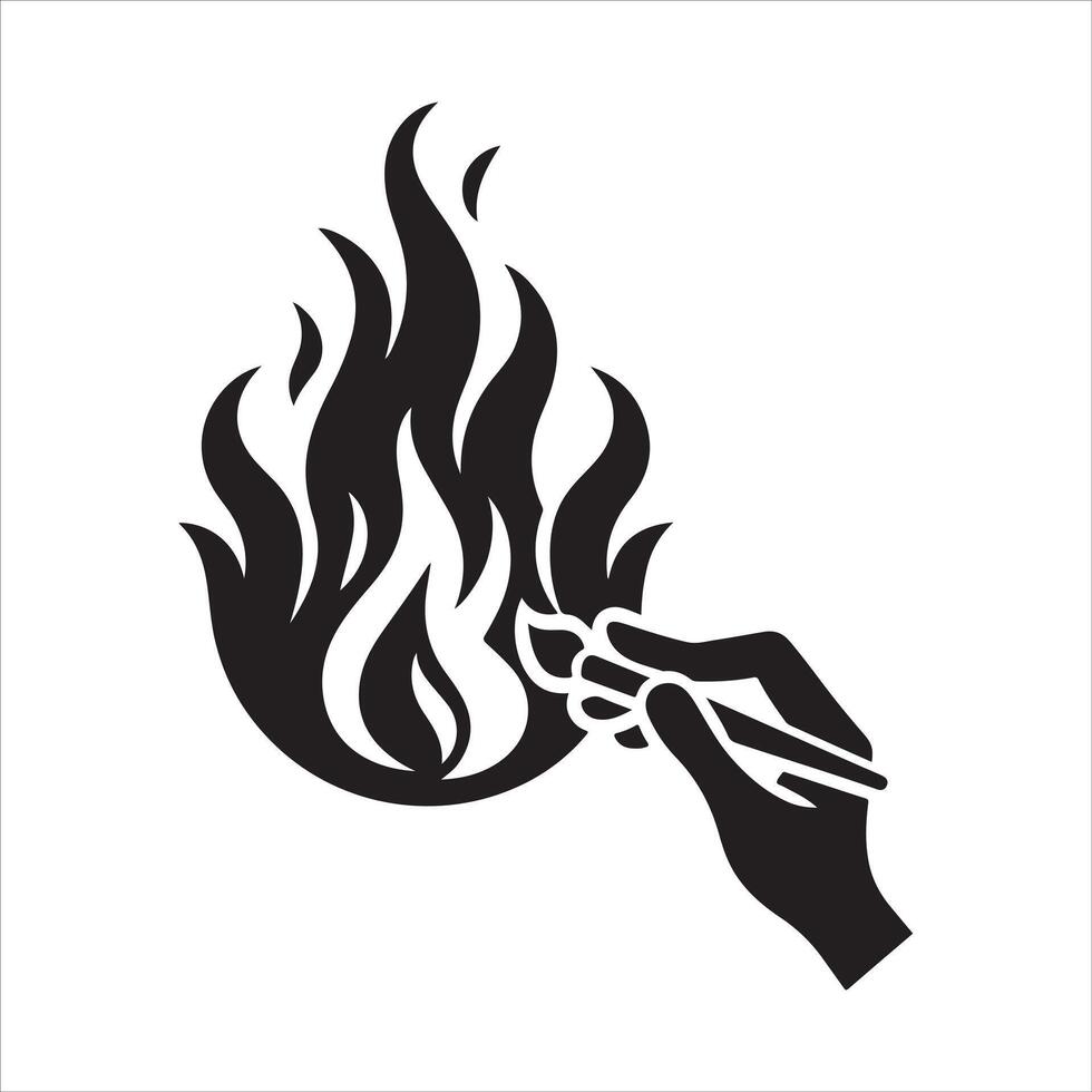 Black Fire Flame Icon for UI Design vector