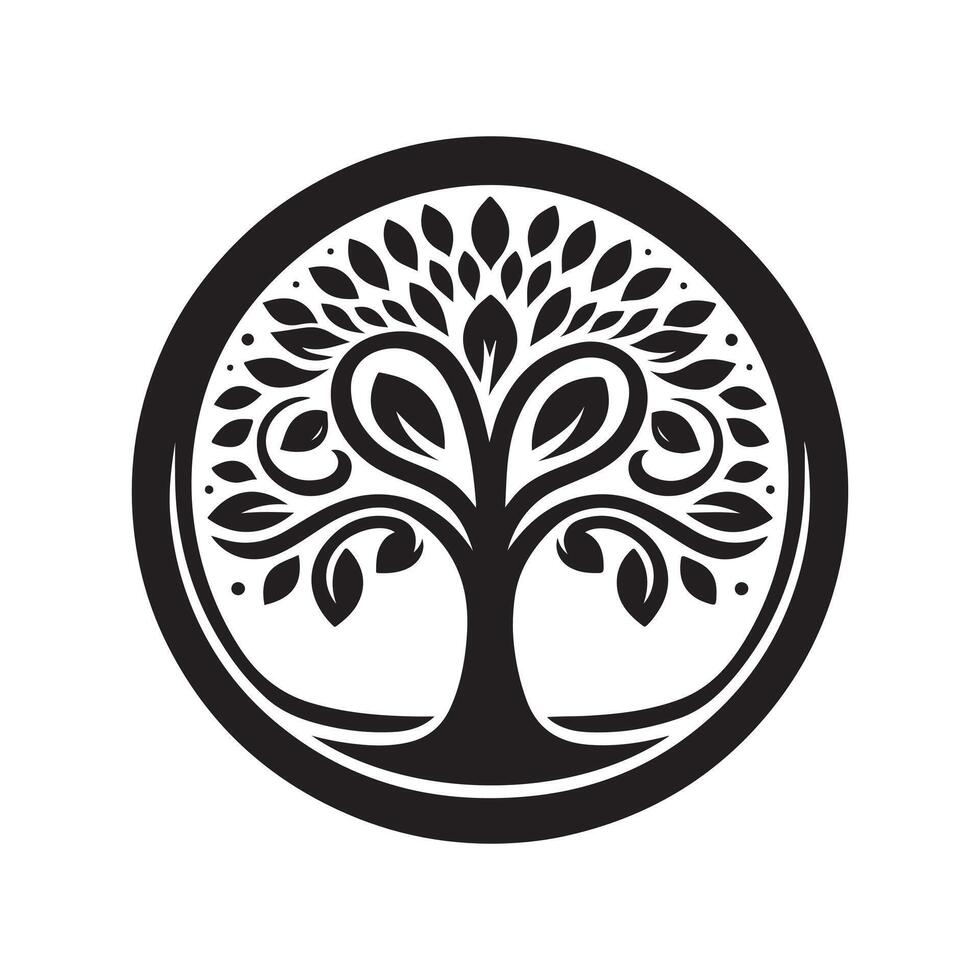 Tree of Life Black Silhouette for Web vector