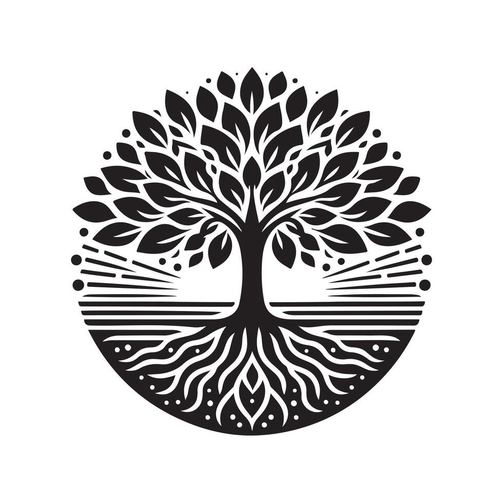 Nature Inspired Tree of Life Black Design vector