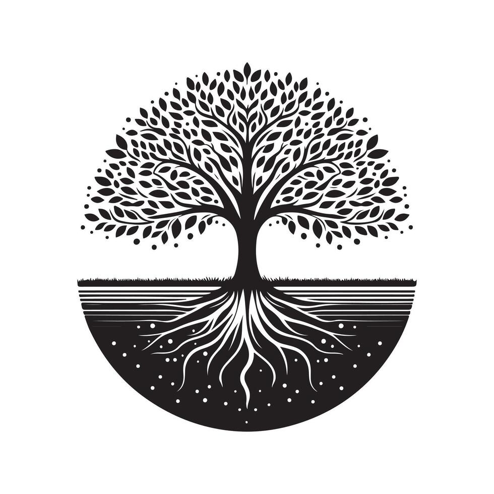 Unique Tree of Life Black Illustration vector