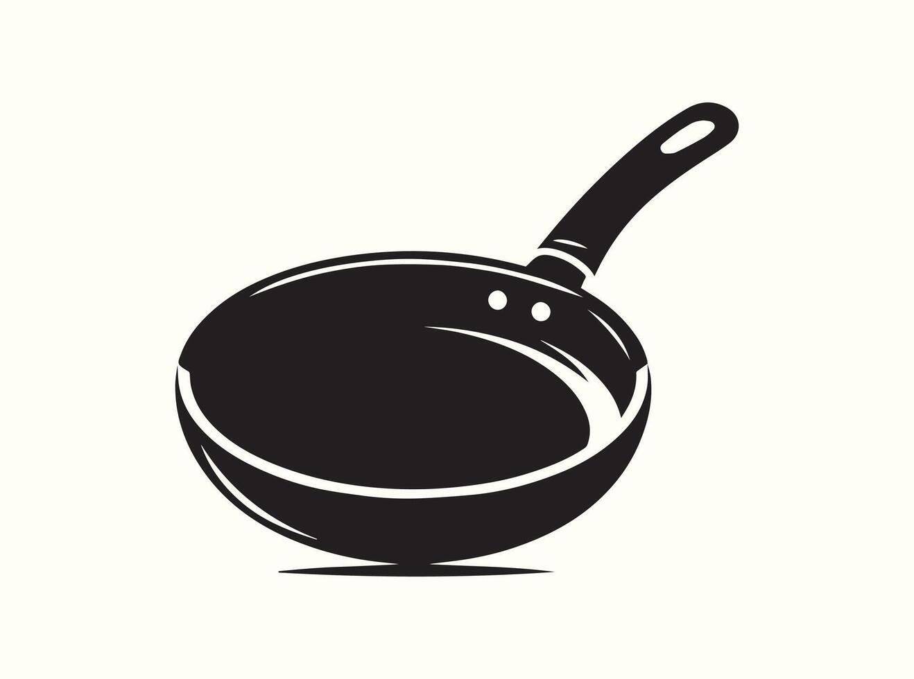 Minimalist Black Frying Pan Silhouette Isolated on White Background vector