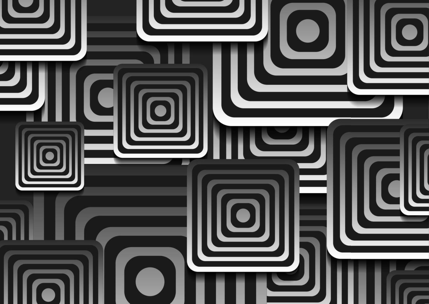 Black white squares abstract tech minimal background vector