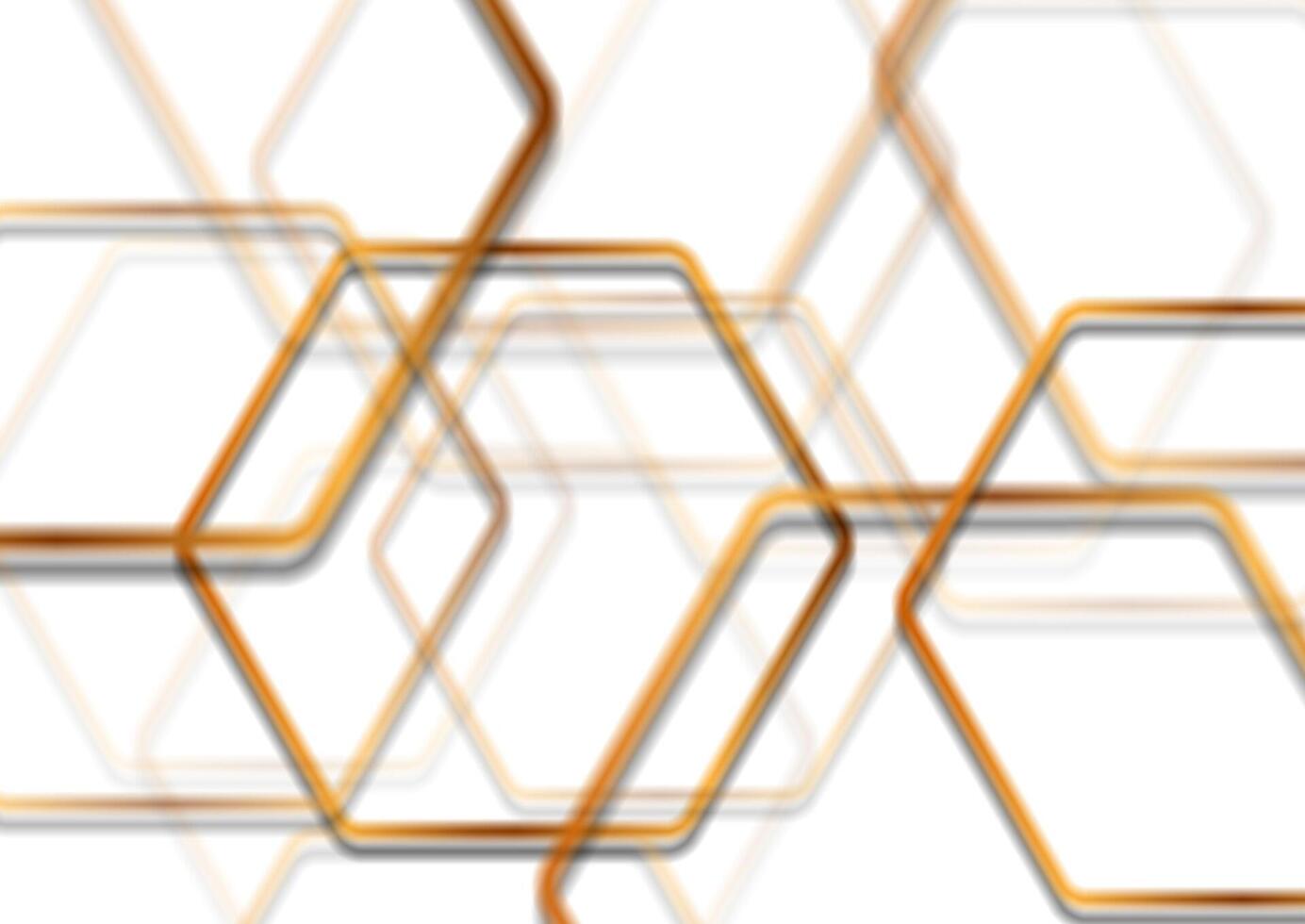Golden smooth hexagons abstract tech retro background vector