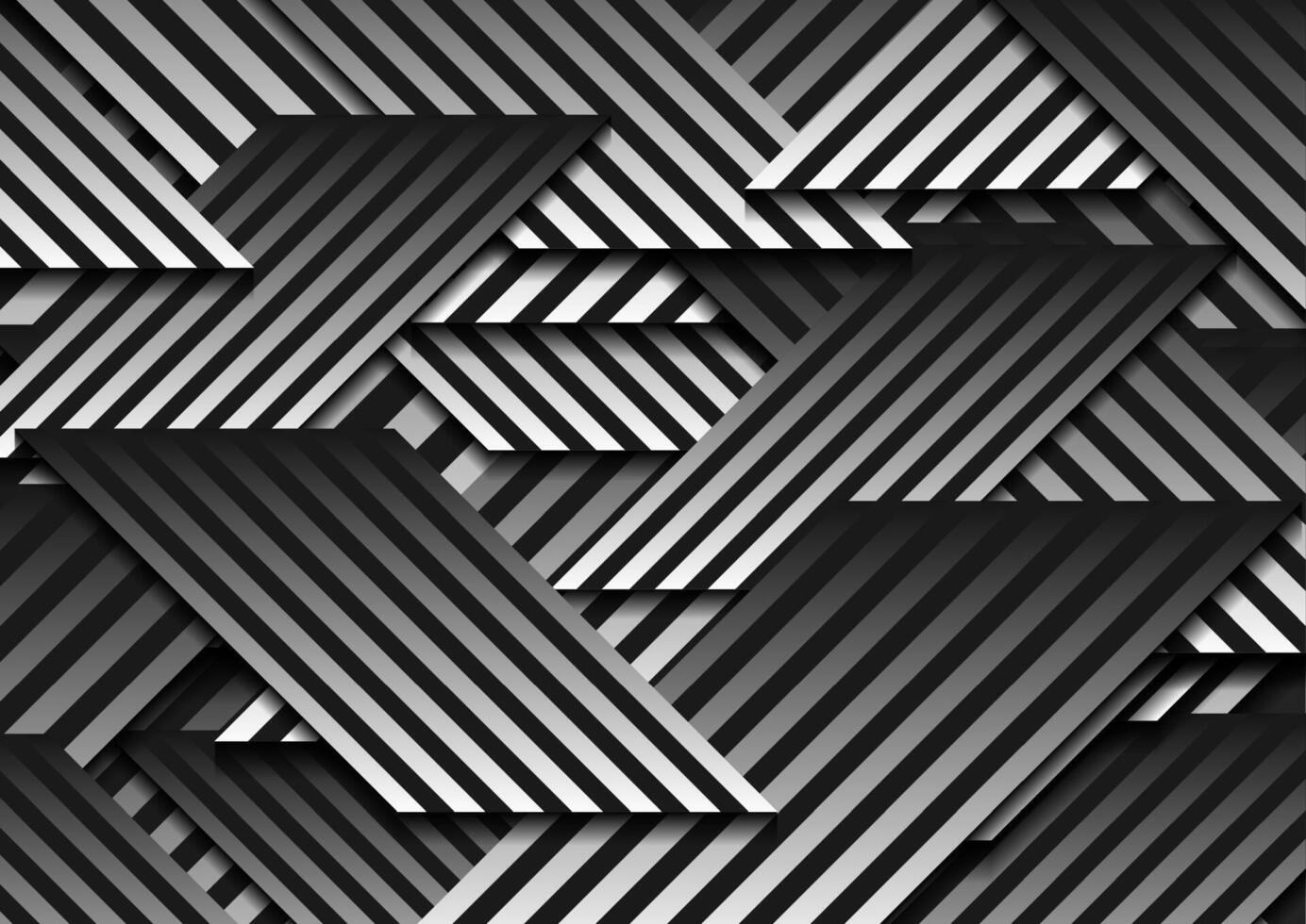 Black white geometric shapes abstract tech minimal background vector