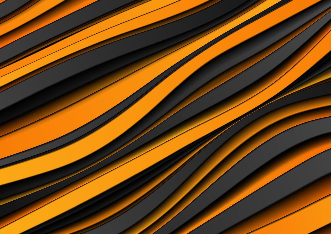 Orange Halloween curved waves abstract background vector