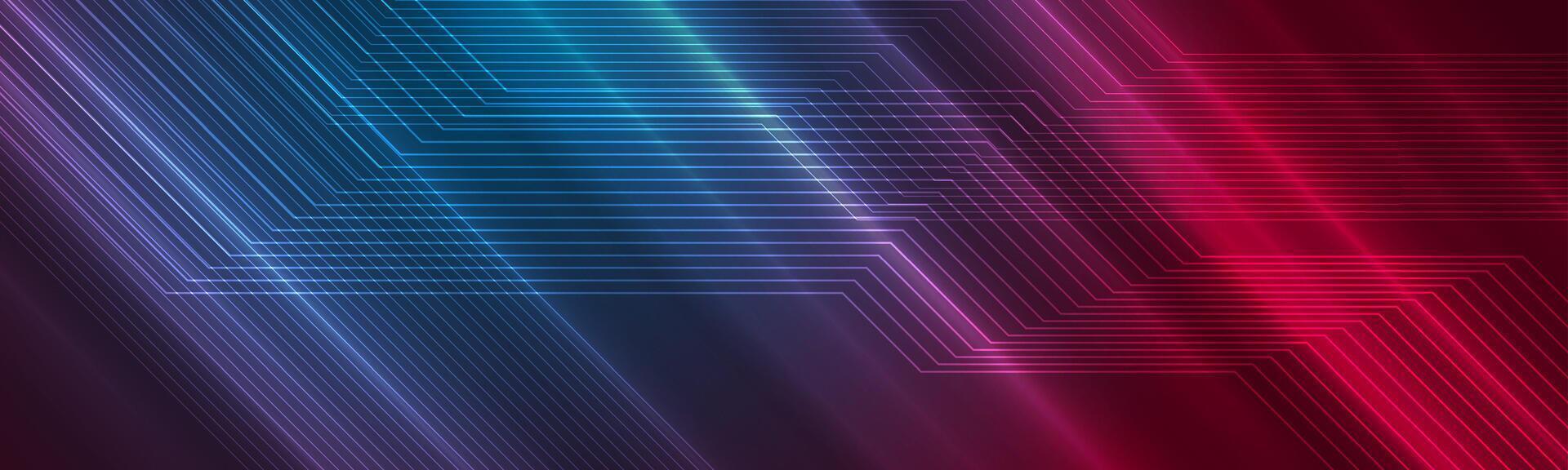 Bright glowing circuit boards lines abstract technology banner vector