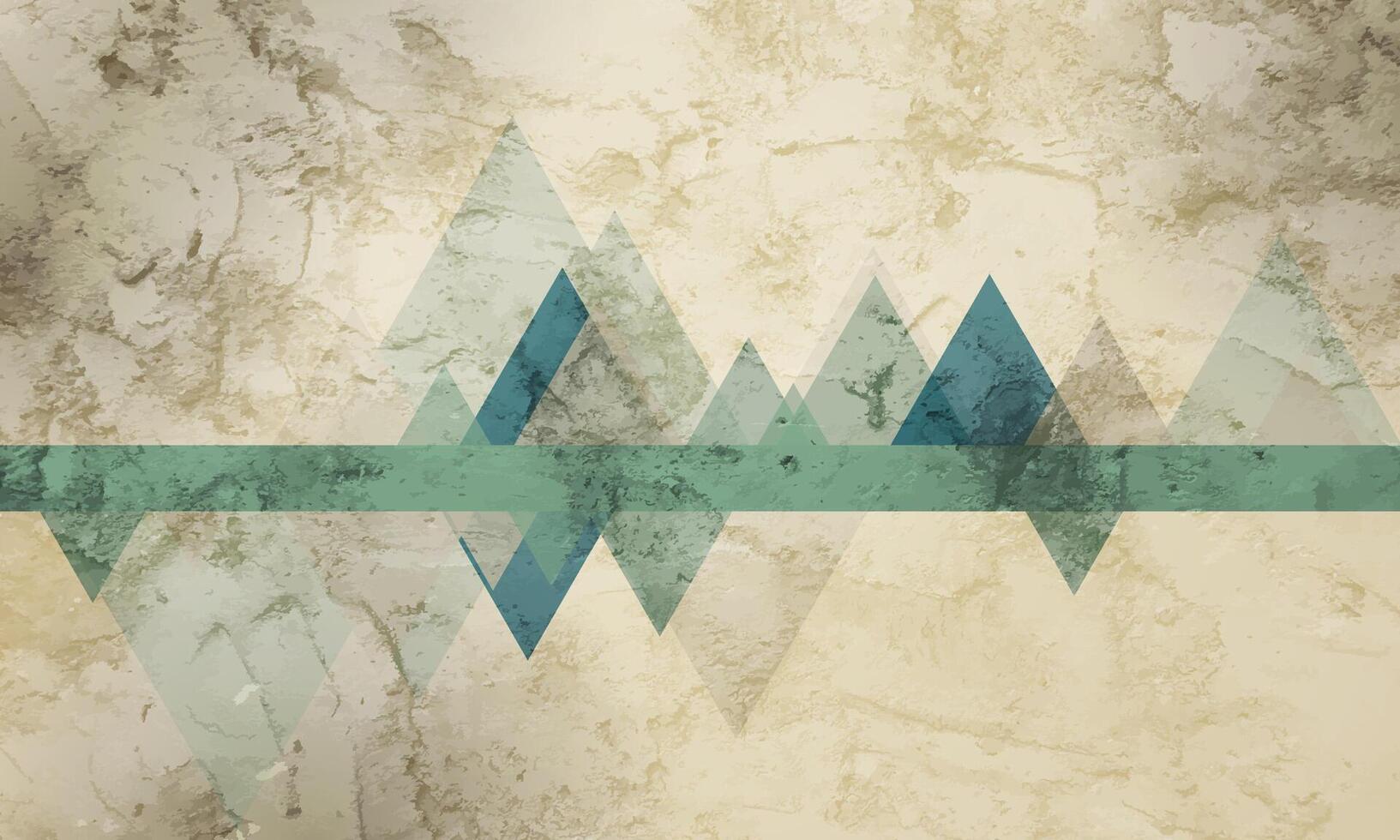 Grunge retro tech background with geometric triangles vector