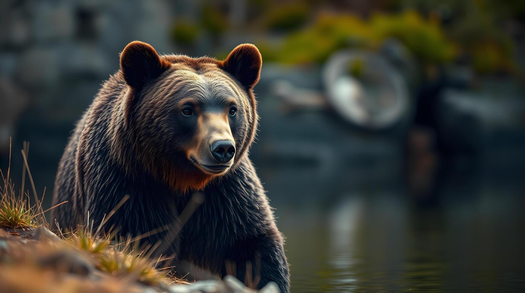 Grizzly Bear Near the Water's Edge in Natural Habitat Outdoor photo