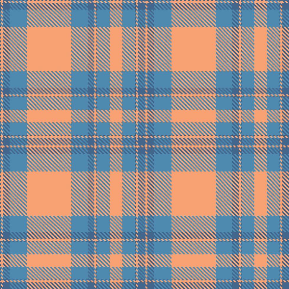 Warm Denim Seamless Tartan with Pastel Peach accents Textile Design vector