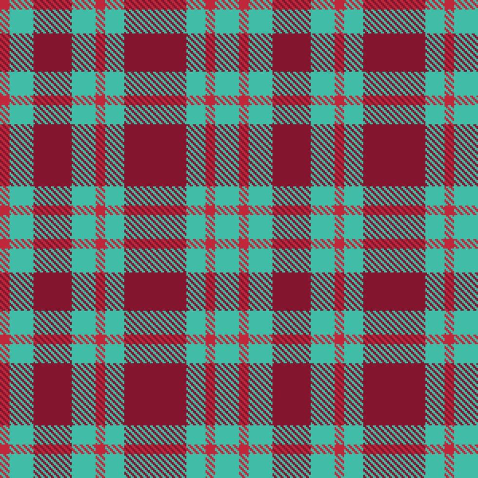 Cool Turquoise Seamless Tartan with Muted Lipstick Red accents Textile Design vector