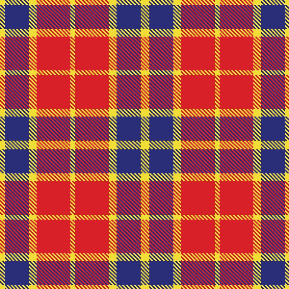 Rich Piss Yellow and Bright Deep Blue Seamless Tartan Textile Design vector
