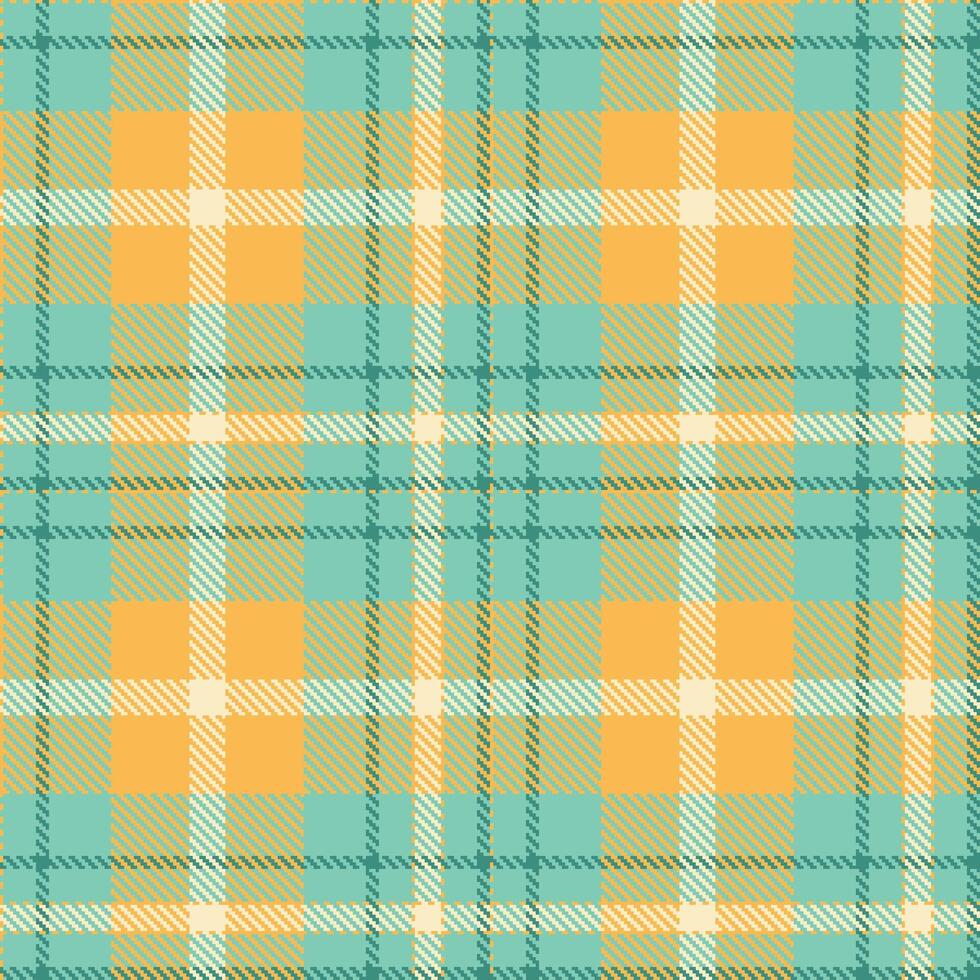 Cool Butterscotch and Deep Seafoam Blue Seamless Tartan Textile Design vector