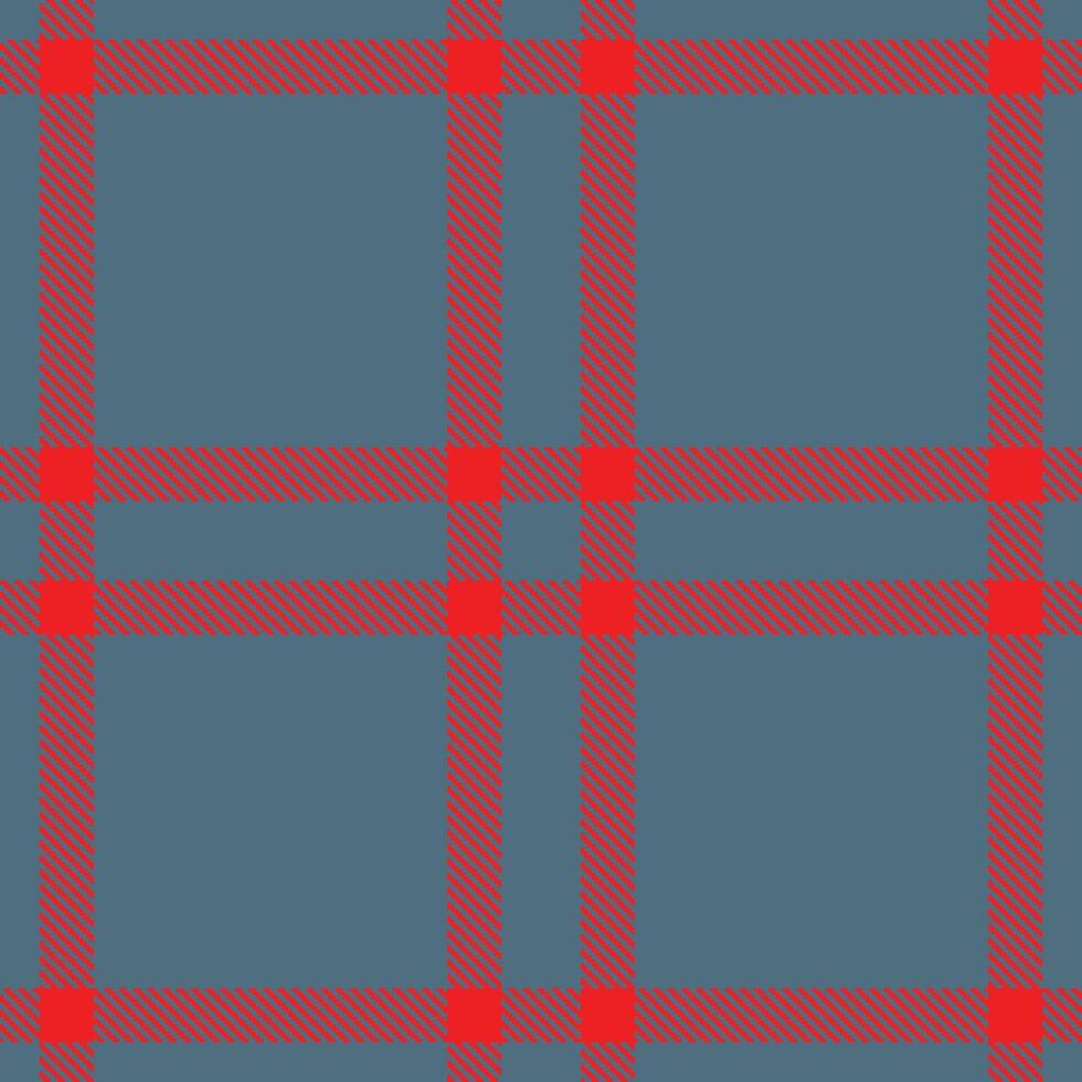Dusty Metallic Blue Seamless Tartan with Soft Fire Engine Red accents Textile Design vector