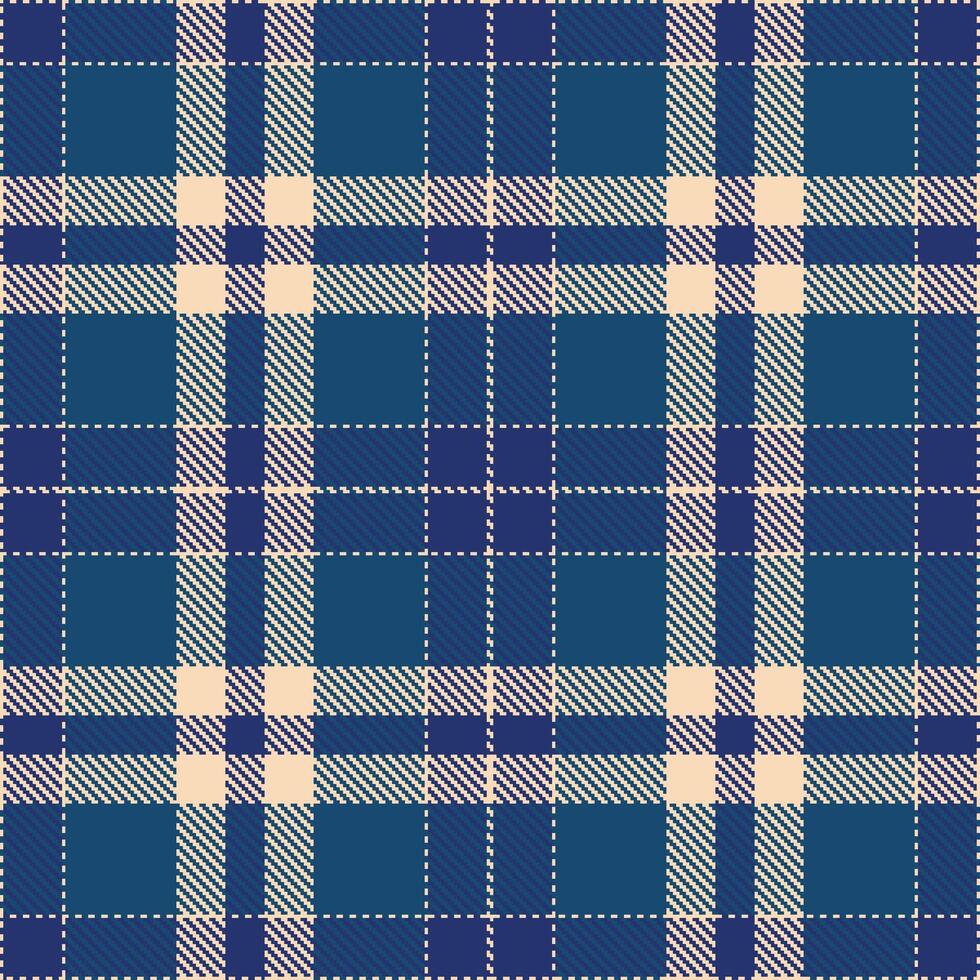Cool Light Peach and Bright Marine Seamless Tartan Textile Design vector