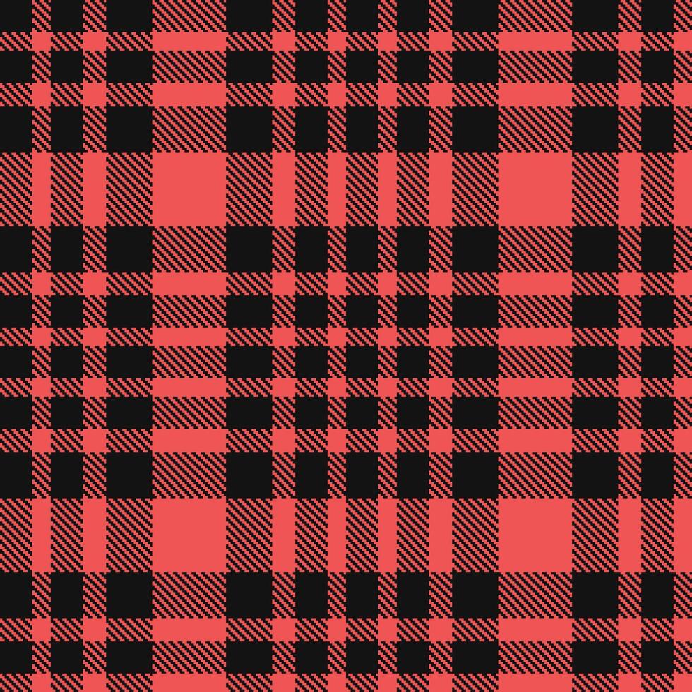 Dark Almost Black Seamless Tartan with Dusty Grapefruit accents Textile Design vector