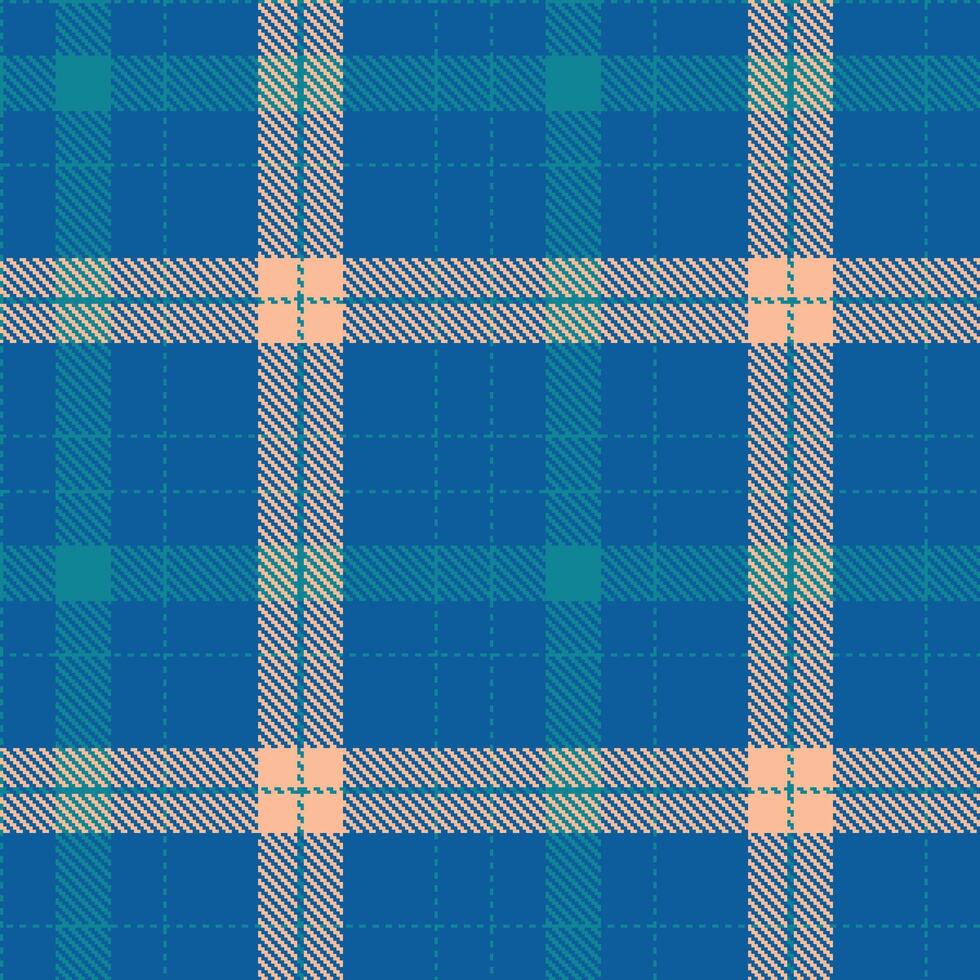 Retro Seamless Tartan in Muted Teal Blue tones Textile Design vector