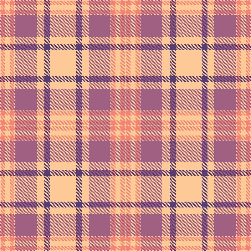Iridescent Light Peach and Vivid Salmon Seamless Tartan Textile Design vector
