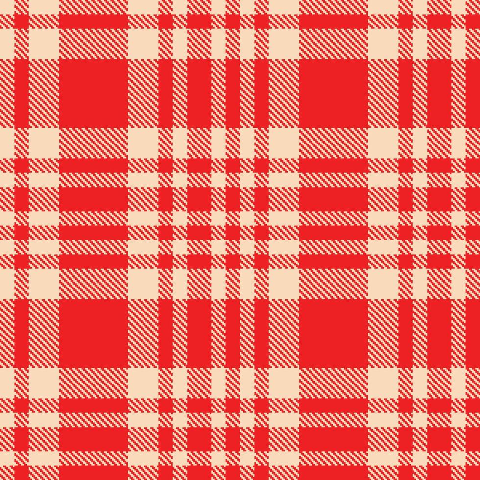 Metallic Light Peach and Pastel Fire Engine Red Seamless Tartan Textile Design vector