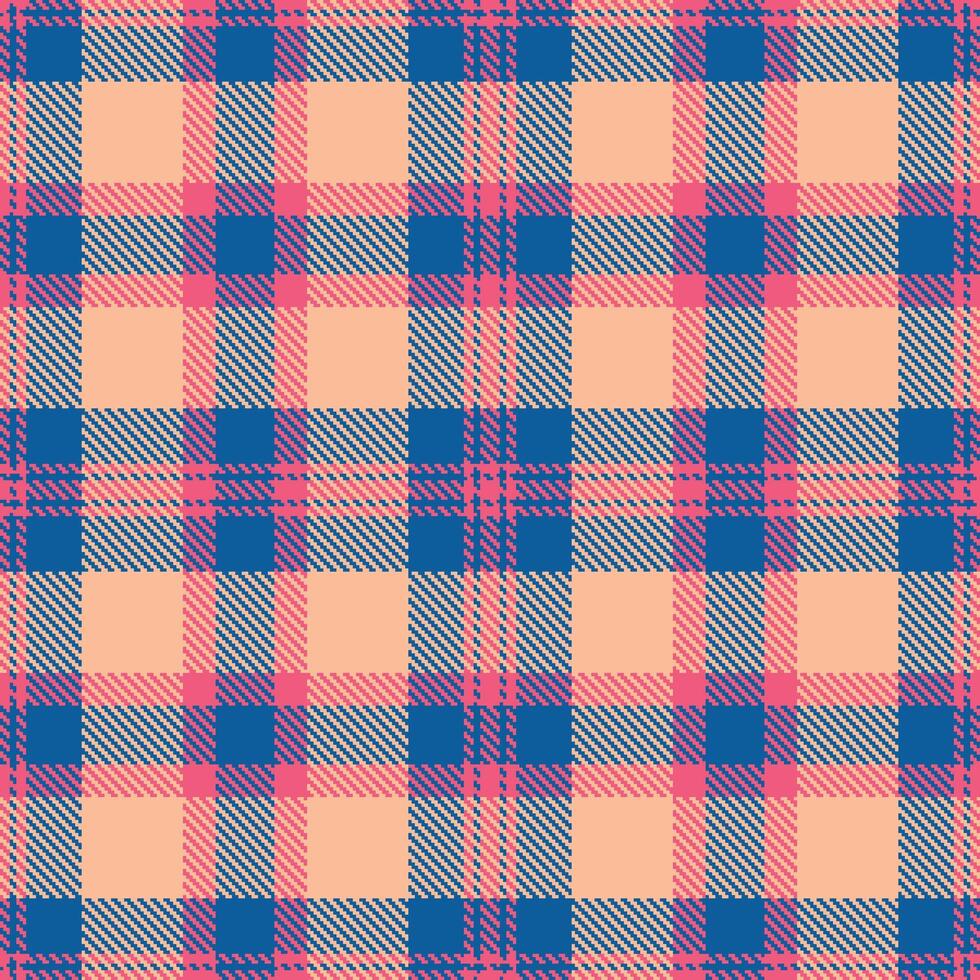 Deep Warm Pink Seamless Tartan with Dark Dusk Blue accents Textile Design vector