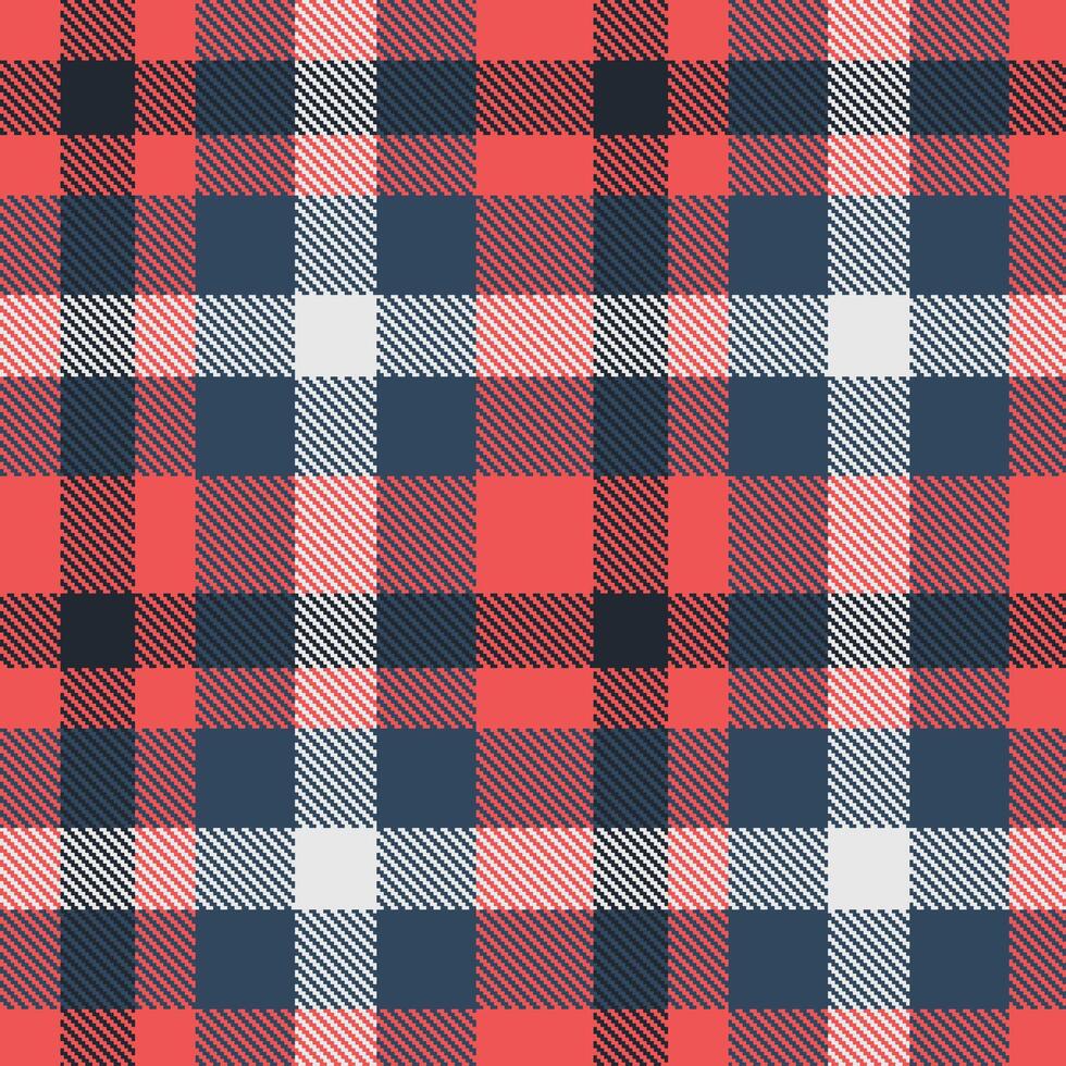 Deep Grapefruit and Vivid Dark Grey Blue Seamless Tartan Textile Design vector